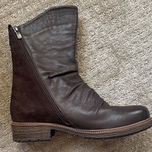 Biza Leather Ankle Boots Women’s Size 41 Brown Side Zip Comfort Booties